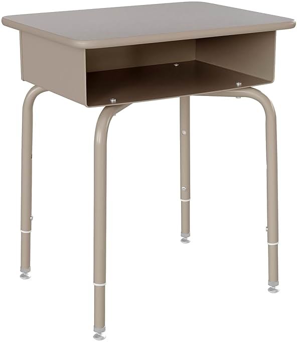 Flash Furniture Billie Student Desk - Gray Granite Open Front School Desk - Silver Metal Frame - 24"W x 18"D Adjustable Height, Durable for School or Remote Learning - Product Image
