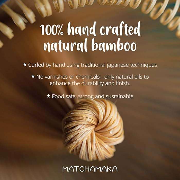 Matcha Whisk - Bamboo Whisk for Matcha Powder, MATCHAMAKA Handcrafted Organic Traditional Japanese Chasen, 80-Prong Matcha Stirrer Wisk Mixer Brush for Authentic Tea Preparation - Image 7