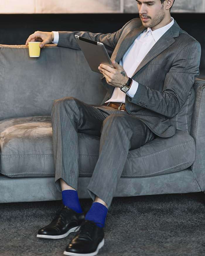 Feraricci Solid Color Casual Dress Socks for Men - Colorful & Comfortable Crew Socks - Image 3