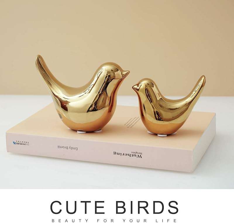 Notakia Gold Home Decor Small Birds Statues Modern Style Decorative Ornaments for Living Room Decor, Bedroom, Office Desktop, Cabinets (2Pcs Gold Birds) - Image 2
