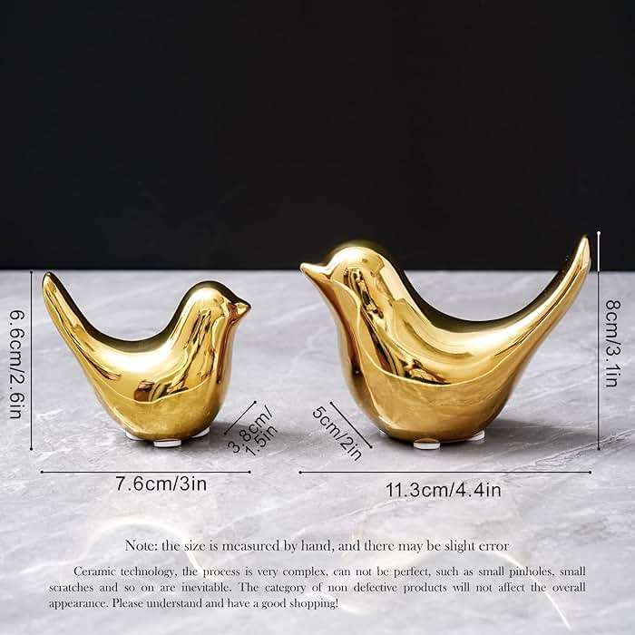 Notakia Gold Home Decor Small Birds Statues Modern Style Decorative Ornaments for Living Room Decor, Bedroom, Office Desktop, Cabinets (2Pcs Gold Birds) - Image 3