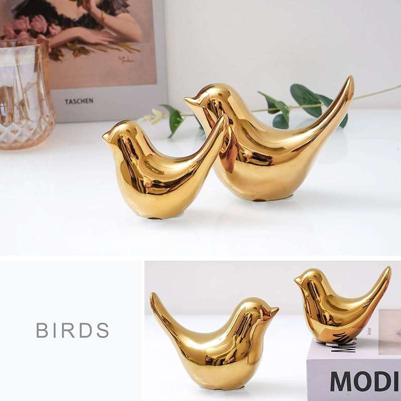Notakia Gold Home Decor Small Birds Statues Modern Style Decorative Ornaments for Living Room Decor, Bedroom, Office Desktop, Cabinets (2Pcs Gold Birds) - Image 6