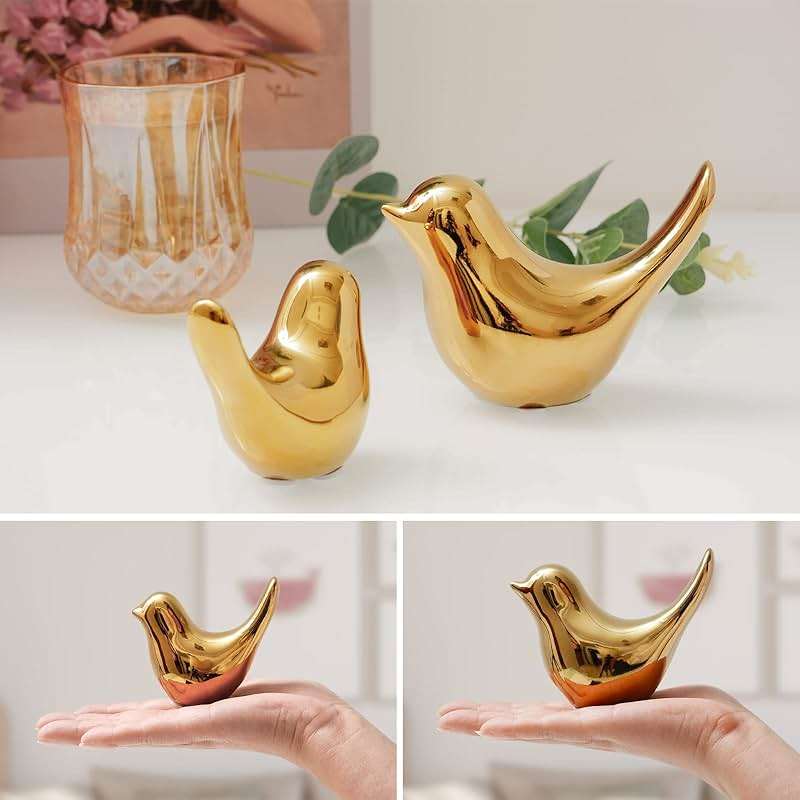 Notakia Gold Home Decor Small Birds Statues Modern Style Decorative Ornaments for Living Room Decor, Bedroom, Office Desktop, Cabinets (2Pcs Gold Birds) - Image 8