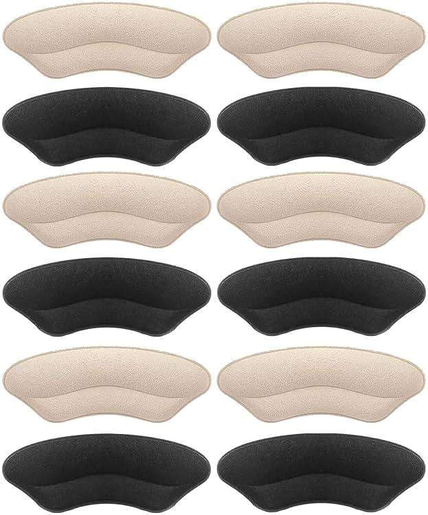 Heel Grips Liner Cushions Inserts for Loose Shoes, Heel Pads Snugs for Shoe Too Big Men Women, Filler Improved Shoe Fit and Comfort, Prevent Heel Slip and Blister (Pale Apricot+Black(6 Pairs)) - Image 1
