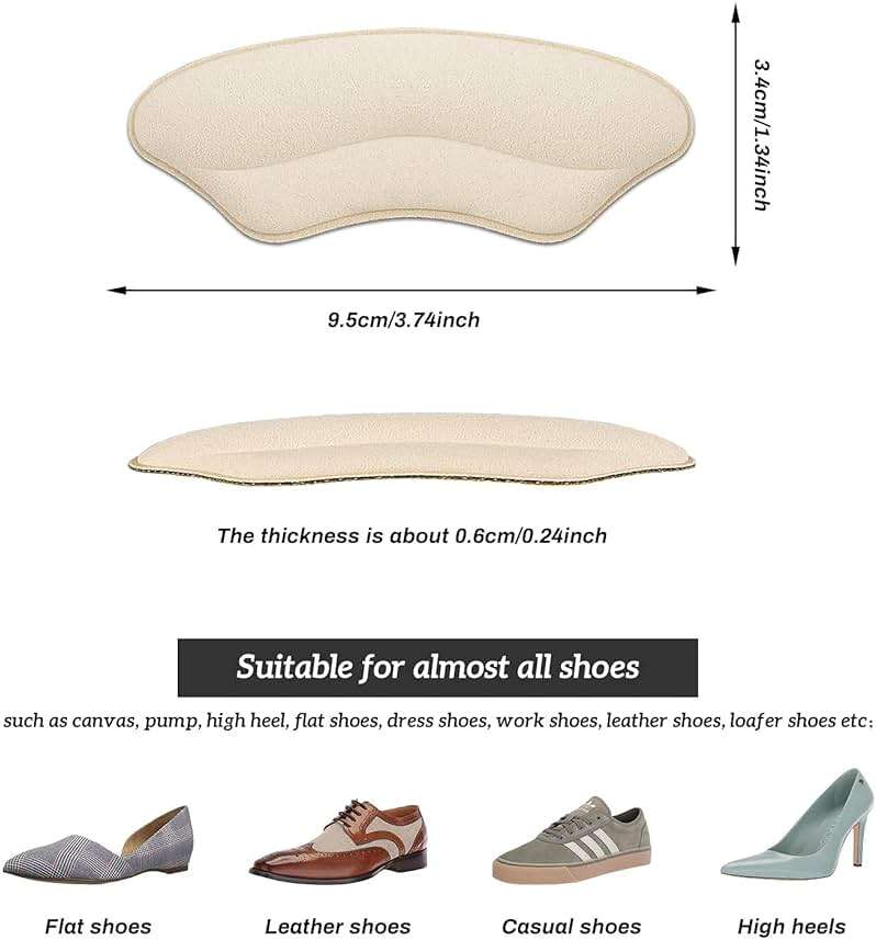 Heel Grips Liner Cushions Inserts for Loose Shoes, Heel Pads Snugs for Shoe Too Big Men Women, Filler Improved Shoe Fit and Comfort, Prevent Heel Slip and Blister (Pale Apricot+Black(6 Pairs)) - Image 2