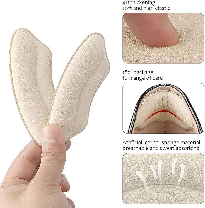 Heel Grips Liner Cushions Inserts for Loose Shoes, Heel Pads Snugs for Shoe Too Big Men Women, Filler Improved Shoe Fit and Comfort, Prevent Heel Slip and Blister (Pale Apricot+Black(6 Pairs)) - Image 4