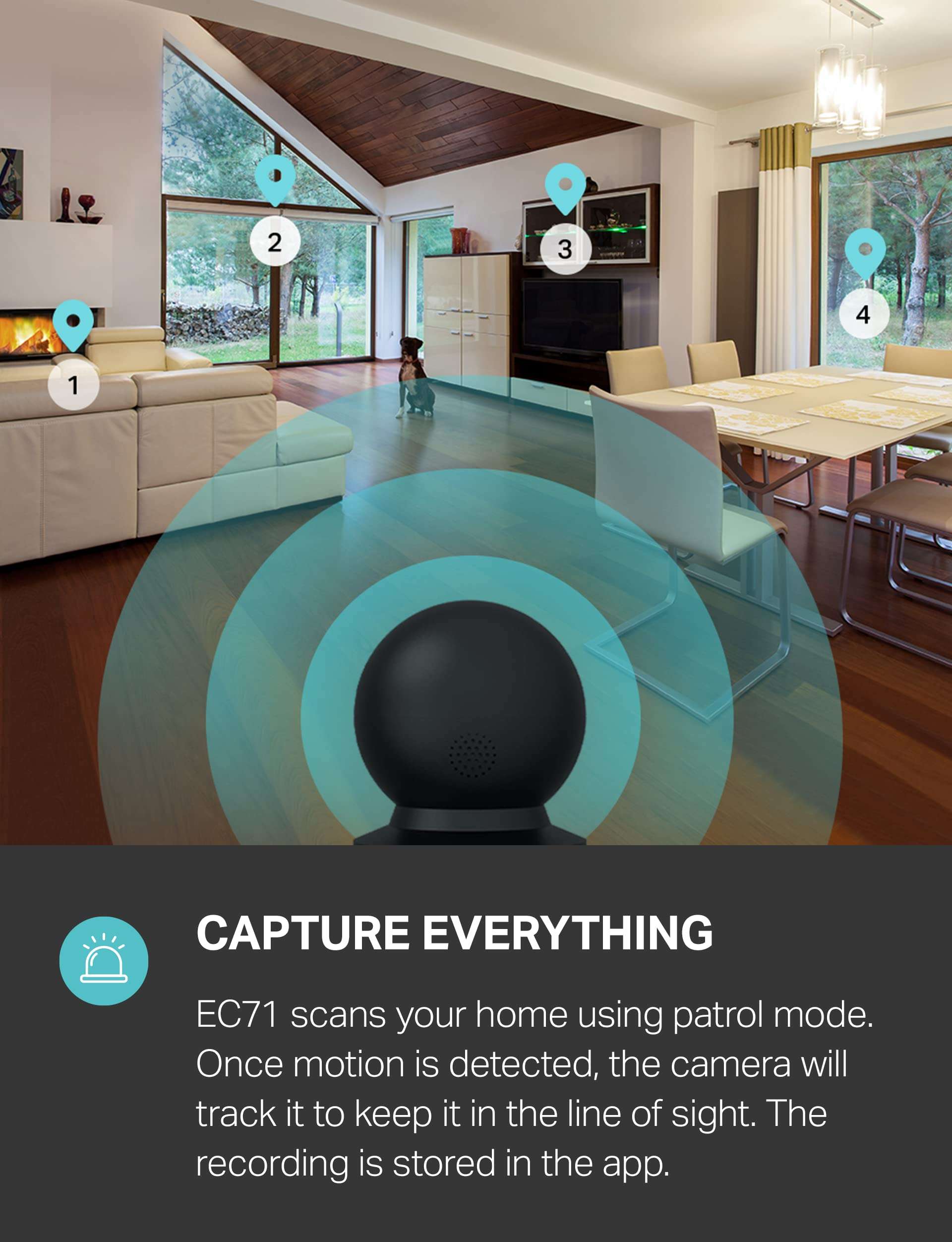 Kasa 1080p Indoor Pan/Tilt Wired Security Camera - Works as a Baby & Pet Monitor, Motion Detection & Tracking, 2-Way Audio, Night Vision, Subscription-Free Local Storage or Optional Cloud, EC71 - Image 4