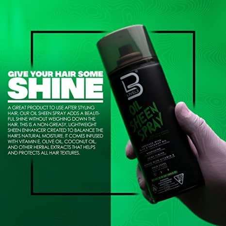L3 Level 3 Oil Sheen Spray - Adds Shine to Hair After Styling - Infused with Vitamin E, Olive and Coconut Oil and Herbal Extracts Level Three Oil Shine Spray (Sample Powder Included) - Image 3