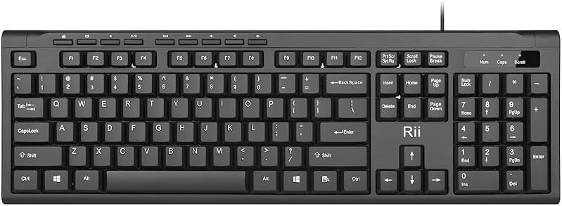 Rii RK907 Ultra-Slim Compact USB Wired Keyboard for Mac and PC,Windows 10/8 / 7 / Vista/XP (Black) (1PCS) - Product Image