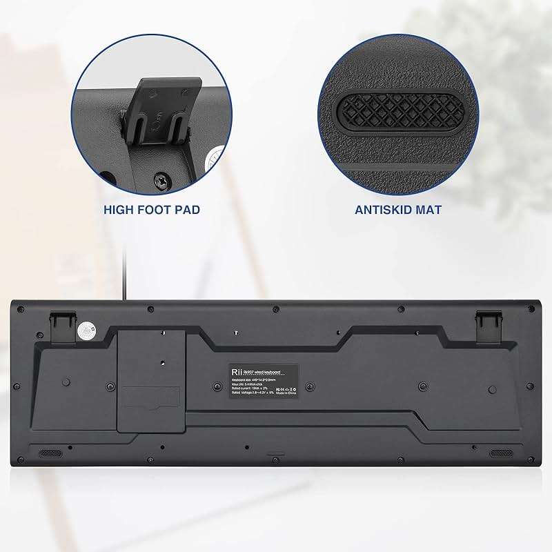 Rii RK907 Ultra-Slim Compact USB Wired Keyboard for Mac and PC,Windows 10/8 / 7 / Vista/XP (Black) (1PCS) - Image 6