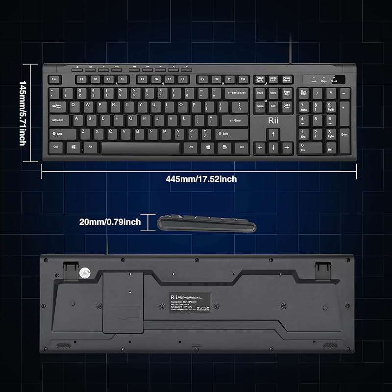 Rii RK907 Ultra-Slim Compact USB Wired Keyboard for Mac and PC,Windows 10/8 / 7 / Vista/XP (Black) (1PCS) - Image 7
