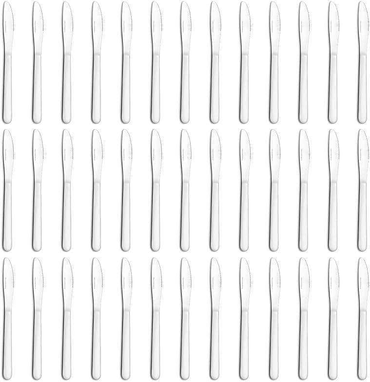 Funnydin 36 Pieces Dinner Knives Set, 8.1 Inches Table Knives Set, Durable Butter Knife, Food Grade Stainless Steel Dinner Knife, Cost-effective Silverware - Mirror Polished, Dishwasher Safe - Image 1