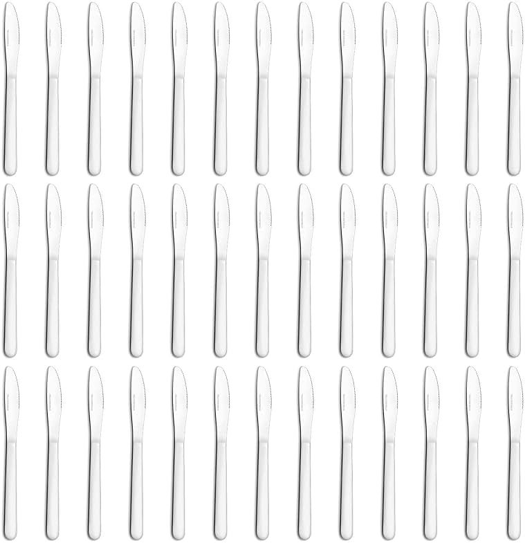 Funnydin 36 Pieces Dinner Knives Set, 8.1 Inches Table Knives Set, Durable Butter Knife, Food Grade Stainless Steel Dinner Knife, Cost-effective Silverware - Mirror Polished, Dishwasher Safe - Product Image