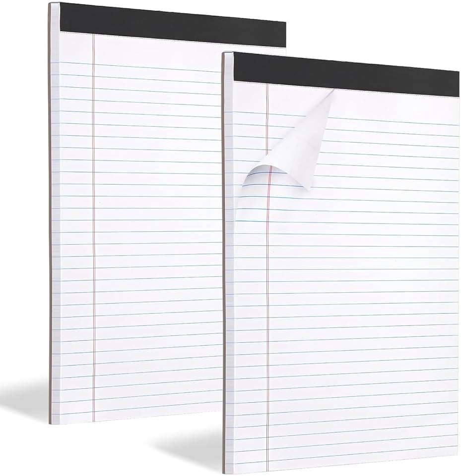 2 Pack Legal Pads Refills Note Pads, Writing Pads 8.5 x 11 Inches, Memo Pads Lined Writing Note Pads, Letter Size Legal Pad Wide Ruled Lined Pads Legal Rule for School Office(30 Sheet per Pads) - Image 1