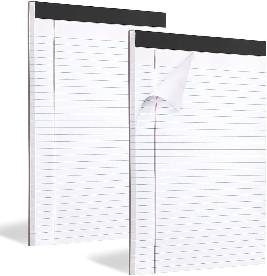 2 Pack Legal Pads Refills Note Pads, Writing Pads 8.5 x 11 Inches, Memo Pads Lined Writing Note Pads, Letter Size Legal Pad Wide Ruled Lined Pads Legal Rule for School Office(30 Sheet per Pads) - Product Image