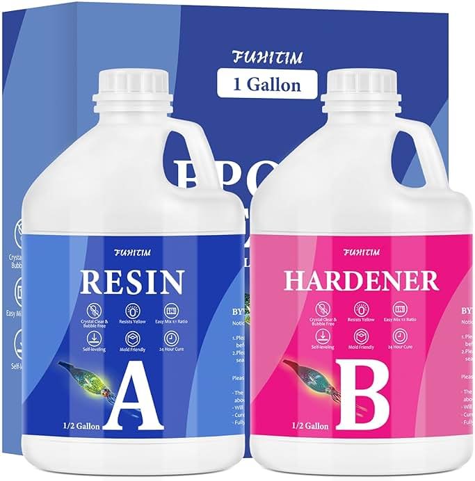 Epoxy Resin 1 Gallon - Crystal Clear Epoxy Resin Kit - Self-Leveling, High-Glossy, No Yellowing, No Bubbles, Perfect for Crafts, Table Tops, DIY 1:1 Ratio - Product Image
