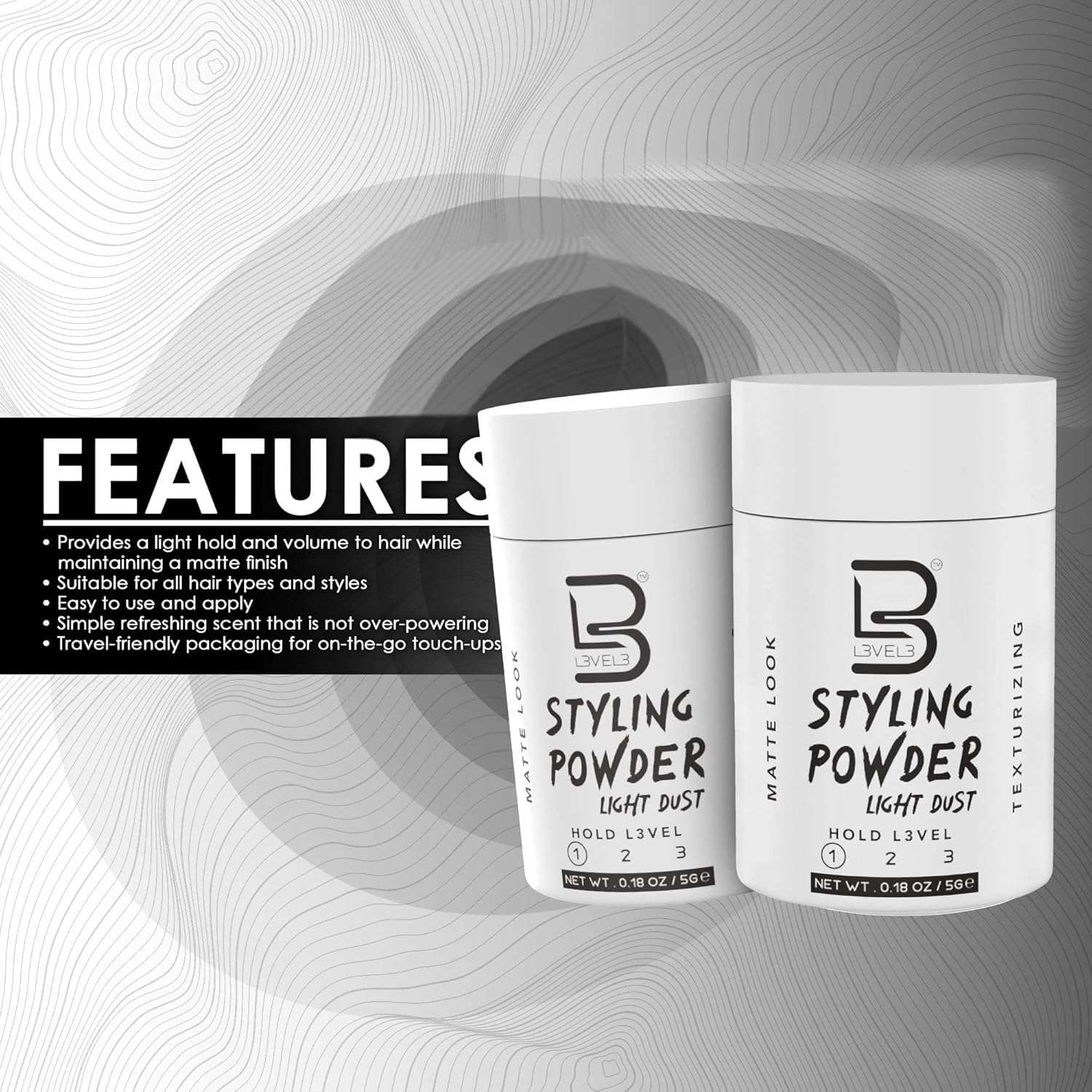 Level 3 Travel Styling Powder - 0.18 oz Lightweight Hair Powder for a Natural Look - Perfect for Men on the Go - Image 5