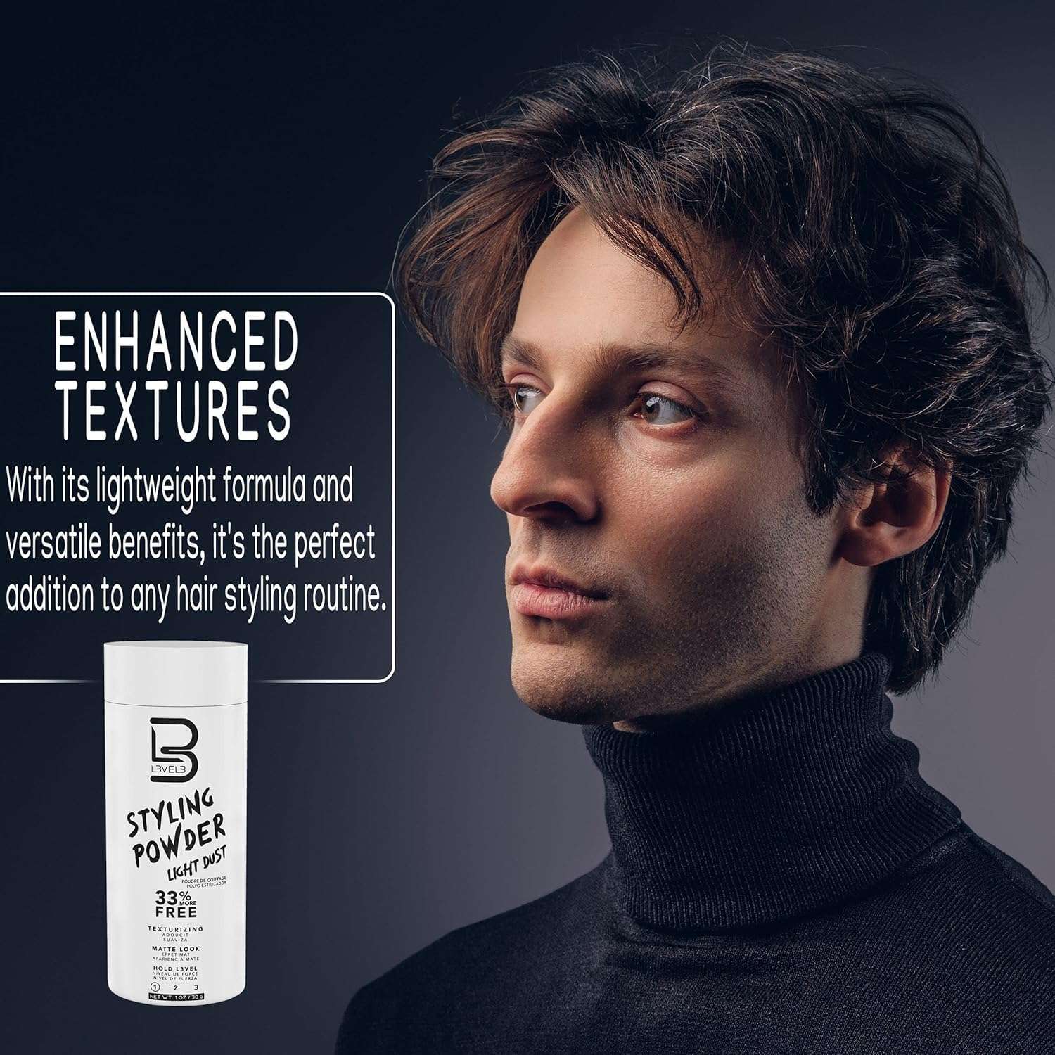 Level 3 Travel Styling Powder - 0.18 oz Lightweight Hair Powder for a Natural Look - Perfect for Men on the Go - Image 7