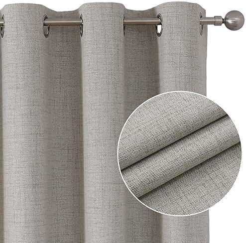 Joydeco Blackout Curtains 63 Inch Length, Living Room Curtain 2 Panels Set, Grommets Room Darkening Textured Thermal Drapes, Greyish White Blackout Curtains for Bedroom (42x63inch) - Image 2
