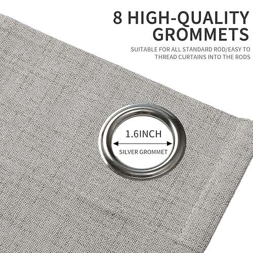 Joydeco Blackout Curtains 63 Inch Length, Living Room Curtain 2 Panels Set, Grommets Room Darkening Textured Thermal Drapes, Greyish White Blackout Curtains for Bedroom (42x63inch) - Image 5