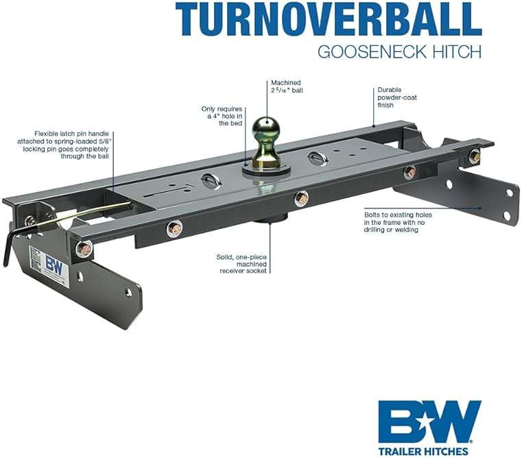 B&W Trailer Hitches Turnoverball Gooseneck Hitch - GNRK1123-2023−2026 Ford F250 & F350 Trucks, and Ford F450 Trucks with Factory Installed Bed - Image 2