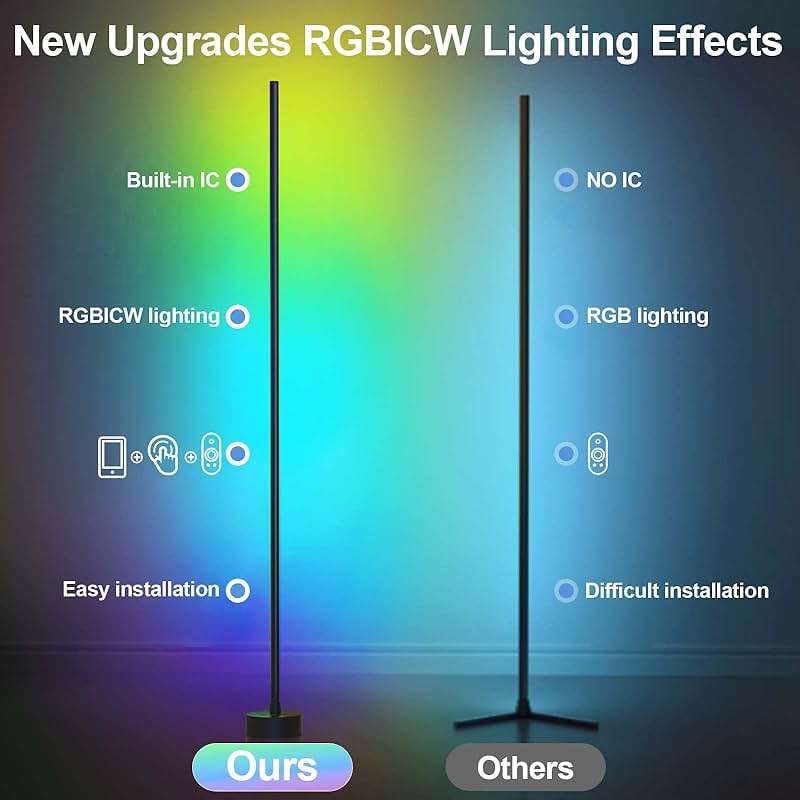 Miortior Corner Floor Lamp - Smart RGB LED Corner Lamp with App and Remote Control, 16 Million Colors & 68+ Scene, Music Sync, Timer Setting - Ideal for Living Rooms, Bedrooms, and Gaming Rooms - Image 6