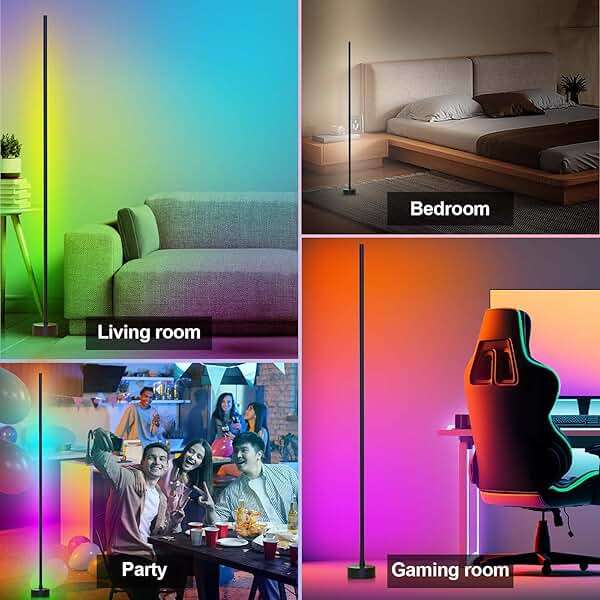 Miortior Corner Floor Lamp - Smart RGB LED Corner Lamp with App and Remote Control, 16 Million Colors & 68+ Scene, Music Sync, Timer Setting - Ideal for Living Rooms, Bedrooms, and Gaming Rooms - Image 7