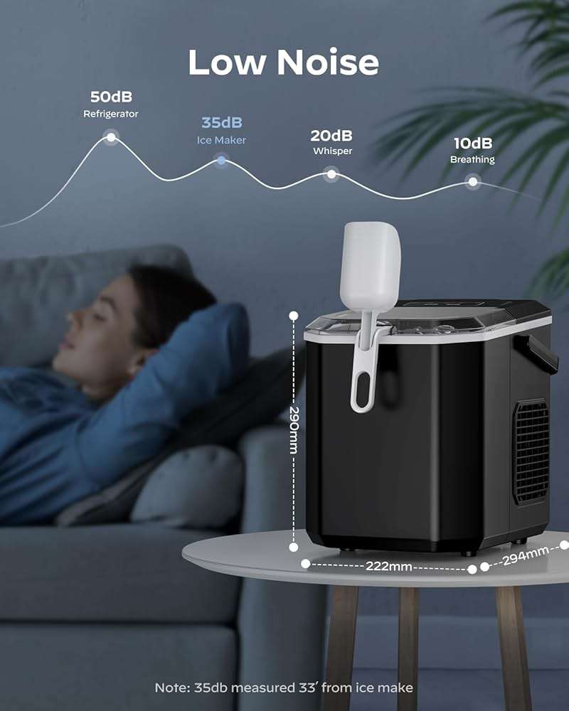 Silonn Ice Maker Countertop, Portable Ice Machine with Carry Handle, Self-Cleaning Ice Makers with Basket and Scoop, 9 Cubes in 6 Mins, 26 lbs per Day, Ideal for Home, Kitchen, Camping, RV - Image 7