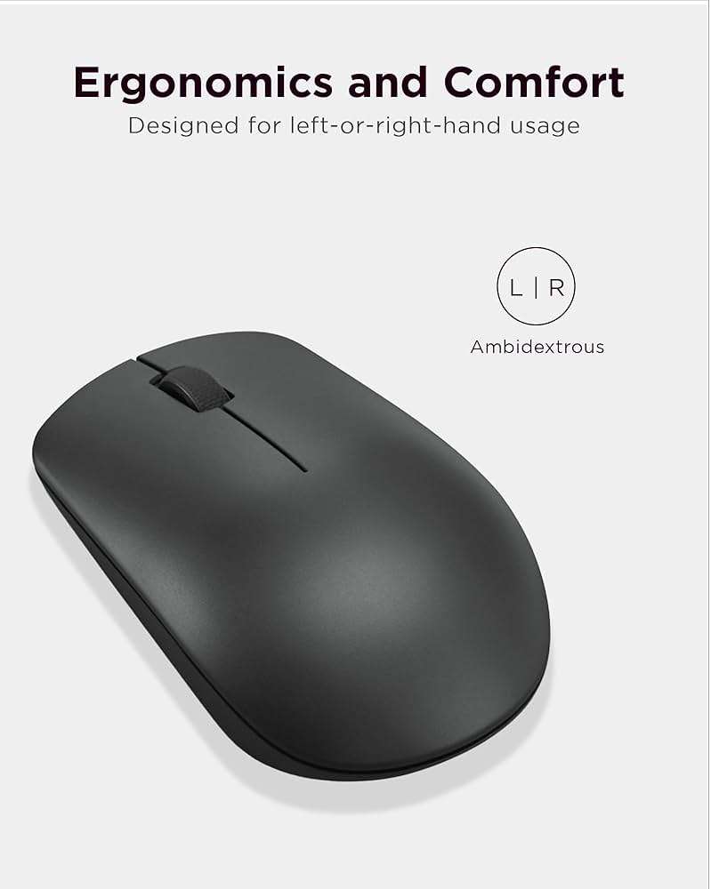 Lenovo 530 Wireless Mouse – Full Size Computer Mouse for PC, Laptop, Windows Computer - 2.4 GHz Nano USB Receiver - Ambidextrous Design - 12 Months Battery Life – Cordless - Image 4