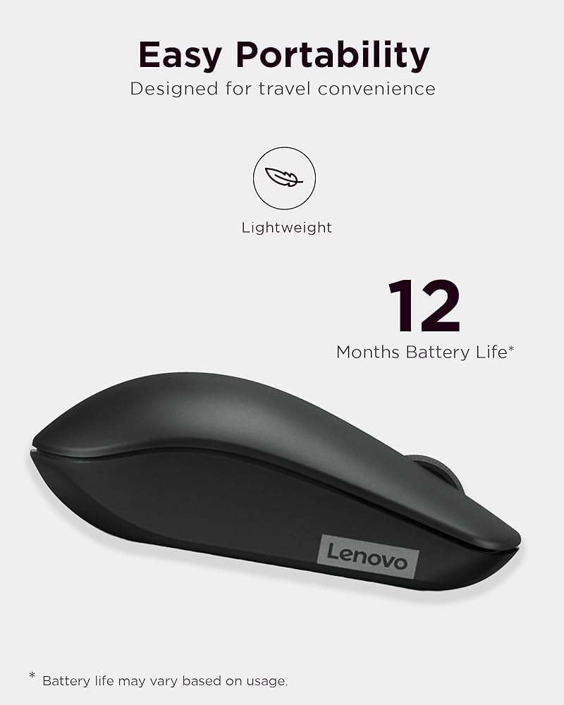 Lenovo 530 Wireless Mouse – Full Size Computer Mouse for PC, Laptop, Windows Computer - 2.4 GHz Nano USB Receiver - Ambidextrous Design - 12 Months Battery Life – Cordless - Image 5