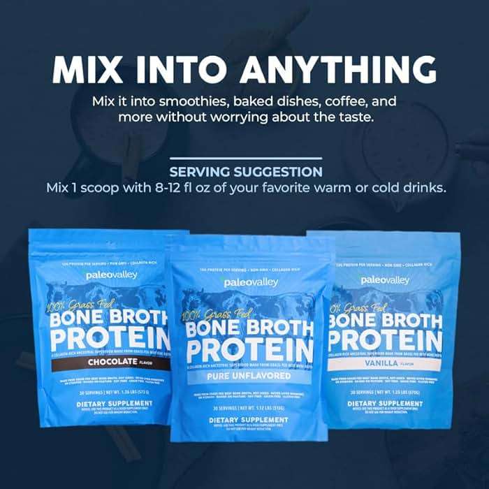Paleovalley 100% Grass Fed Beef Bone Broth Protein Powder - Rich in Collagen Peptides for Hair, Skin, Gut Health, Bone and Joint Support - 13g Protein Per Serving - No Gluten or GMOs - Vanilla - Image 2