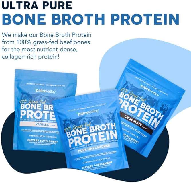 Paleovalley 100% Grass Fed Beef Bone Broth Protein Powder - Rich in Collagen Peptides for Hair, Skin, Gut Health, Bone and Joint Support - 13g Protein Per Serving - No Gluten or GMOs - Vanilla - Image 4