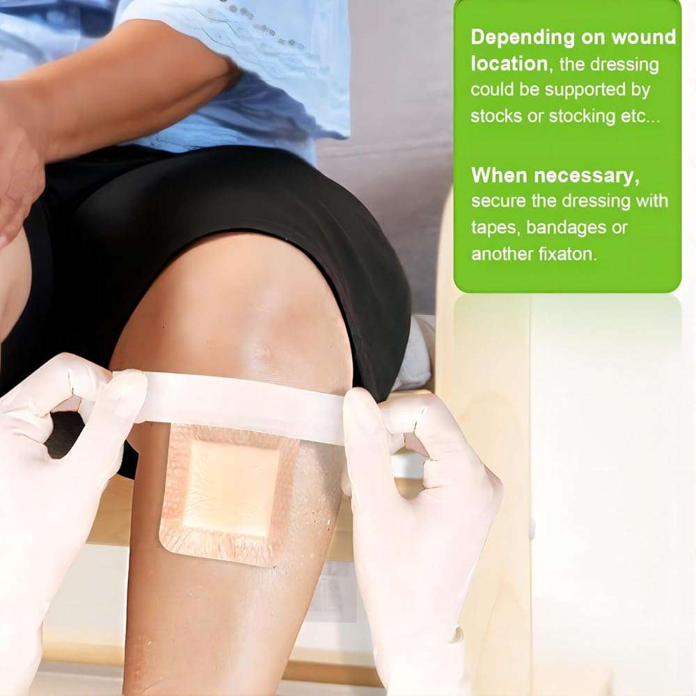 Silicone Adhesive Foam Dressing with Gentle Border 6''x6'', 10 Packs for Bed Sore Leg Ulcer, High Absorbency Waterproof Silicone Wound Bandages by NeuHeils - Image 7