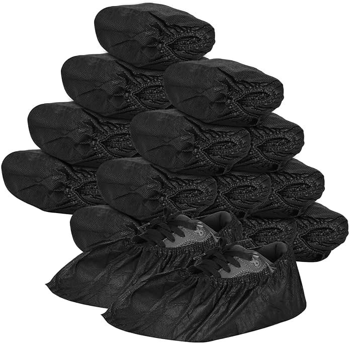 Shoe Covers Disposable 200Pack(100Pairs) Thicker Black Shoe Booties Cover Non Slip for Home Floors Carpet Indoor - Product Image