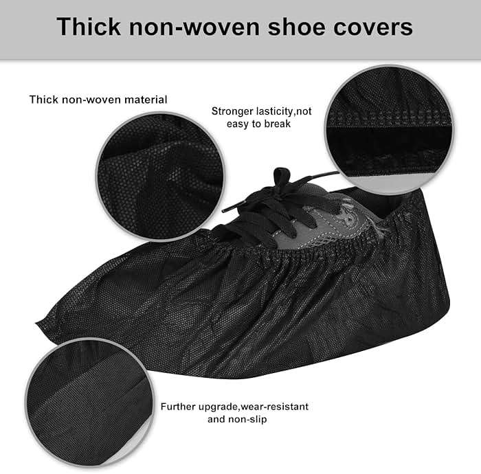 Shoe Covers Disposable 200Pack(100Pairs) Thicker Black Shoe Booties Cover Non Slip for Home Floors Carpet Indoor - Image 3