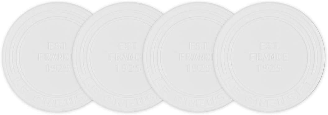 Le Creuset Silicone Coasters (est. 1925), Set of 4, White - Image 1