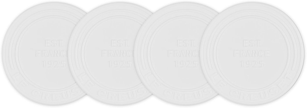 Le Creuset Silicone Coasters (est. 1925), Set of 4, White - Product Image
