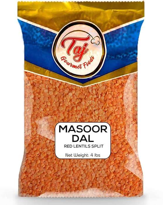 TAJ Premium Indian Masoor Dal, Red Lentils (4-Pounds) - Image 1