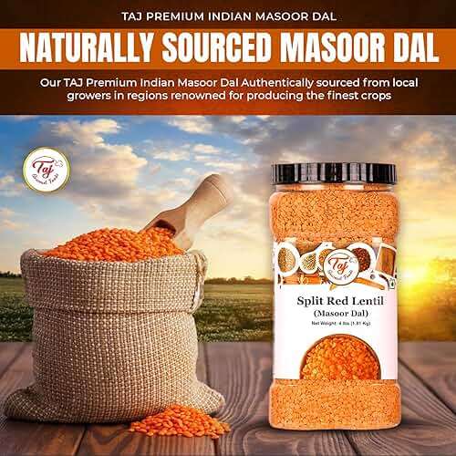 TAJ Premium Indian Masoor Dal, Red Lentils (4-Pounds) - Image 4