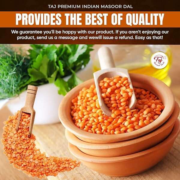 TAJ Premium Indian Masoor Dal, Red Lentils (4-Pounds) - Image 5
