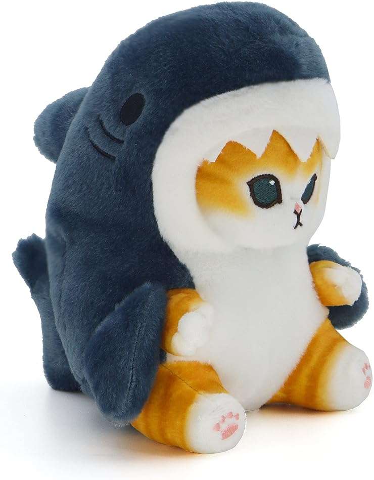 CNAANA Kawaii Shark Cat Plush Toy Stuffed Animal Doll, Soft Pillow for Boys & Girls (Shark cat, 20cm/7.8in) - Image 3
