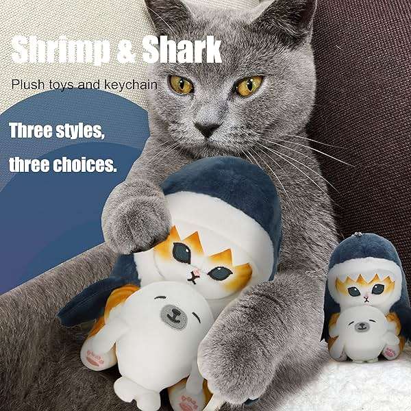 CNAANA Kawaii Shark Cat Plush Toy Stuffed Animal Doll, Soft Pillow for Boys & Girls (Shark cat, 20cm/7.8in) - Image 5