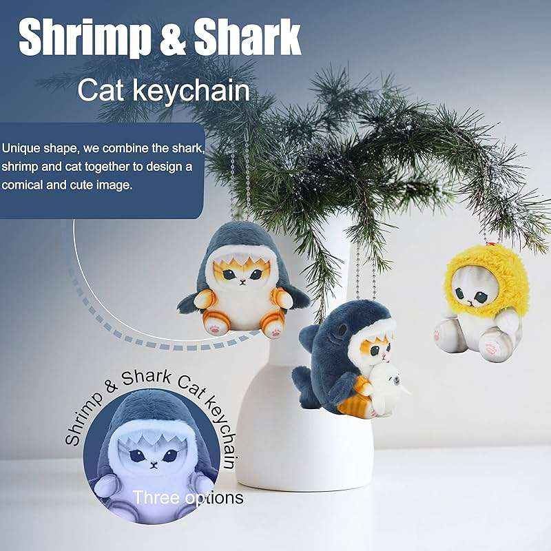 CNAANA Kawaii Shark Cat Plush Toy Stuffed Animal Doll, Soft Pillow for Boys & Girls (Shark cat, 20cm/7.8in) - Image 7