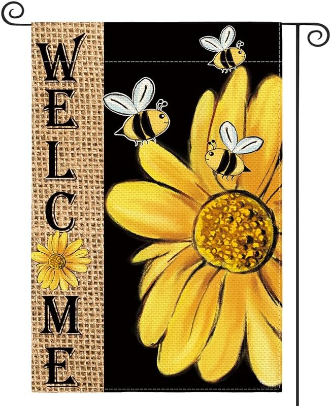 AVOIN colorlife Spring Summer Bee Sunflower Garden Flag 12x18 Inch Double Sided, Welcome Holiday Burlap Yard Outdoor Decoration - Product Image