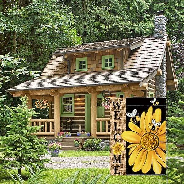 AVOIN colorlife Spring Summer Bee Sunflower Garden Flag 12x18 Inch Double Sided, Welcome Holiday Burlap Yard Outdoor Decoration - Image 4