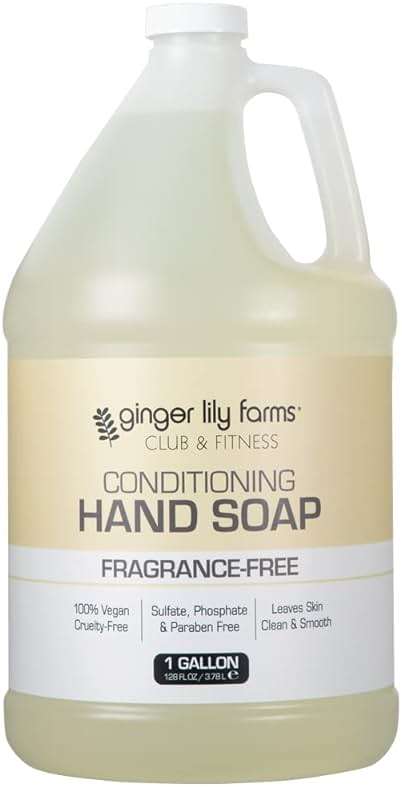 Ginger Lily Farms Club & Fitness Conditioning Liquid Hand Soap Refill, 100% Vegan & Cruelty-Free, Fragrance Free, 1 Gallon (128 fl oz) - Image 1