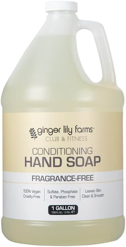 Ginger Lily Farms Club & Fitness Conditioning Liquid Hand Soap Refill, 100% Vegan & Cruelty-Free, Fragrance Free, 1 Gallon (128 fl oz) - Product Image