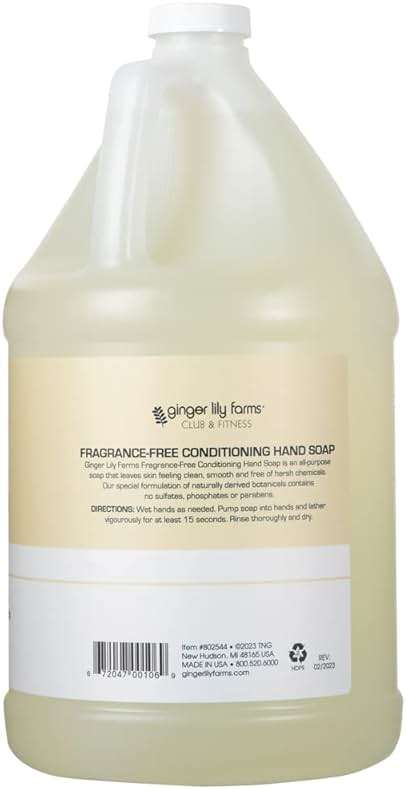 Ginger Lily Farms Club & Fitness Conditioning Liquid Hand Soap Refill, 100% Vegan & Cruelty-Free, Fragrance Free, 1 Gallon (128 fl oz) - Image 2