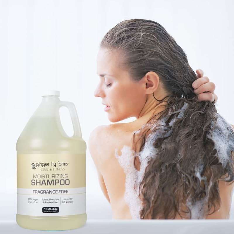 Ginger Lily Farms Club & Fitness Moisturizing Shampoo for All Hair Types, 100% Vegan & Cruelty-Free, Fragrance Free, 1 Gallon (128 fl oz) Refill - Image 6
