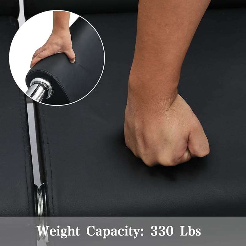 Kinfant Waiting Room Chairs Sofa Furniture - 5-Seat Office Guest Reception Chair with Armrest for Waiting Room Airport Hospital Bank (Black - PU) - Image 3